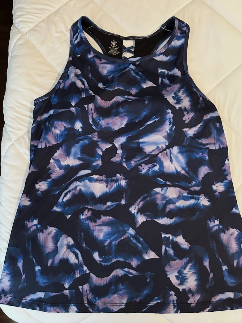 GAIAM Women's Navy, Purple & Light Blue Patterned Athletic Tank